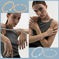 2 шт. 2-х цветные плетеные браслеты-манжеты из нержавеющей стали 304&nbsp;BJEW-UN0001-25