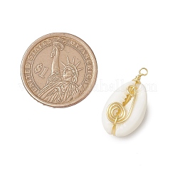 2 шт. 2 цвета натуральные раковины каури вихревые медные проволочные подвески&nbsp;PALLOY-JF03319