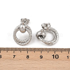 Серьги-гвоздики с текстурированными кольцами из нержавеющей стали 304&nbsp;EJEW-P324-04P