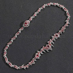 Ожерелья-цепочки с шипами в виде глаз и латунным паве из темно-красного кубического циркония для мужчин&nbsp;FS-WG4F103-04