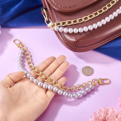 АБС-пластик имитация жемчуга и алюминиевые цепи для панциря сумки удлинители цепи&nbsp;HJEW-TAC0074