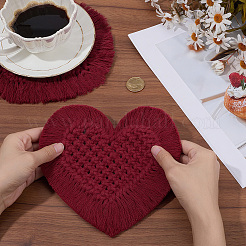 2 шт. хлопковые коврики для чашек в технике макраме&nbsp;AJEW-DJ0001-87C