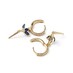 Серьги-кольца с кубическим цирконием и цветком&nbsp;EJEW-L234-091G