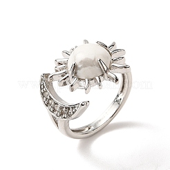 Натуральный говлит солнце и луна открытые кольца-манжеты&nbsp;RJEW-K241-01P-05