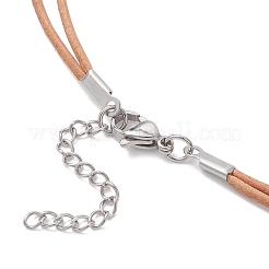 Женские ожерелья из цельной коровьей кожи с круглыми бусинами из синтетической бирюзы и натурального жемчуга&nbsp;NJEW-JN05828