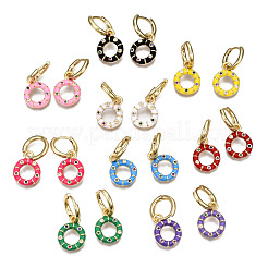 Серьги-кольца из латуни с микро-паве из фианита&nbsp;EJEW-T014-42G-NF