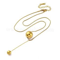 Ожерелья из нержавеющей стали 304 с круглым кулоном в виде змеиной цепи&nbsp;LS-NJEW-U028-03G