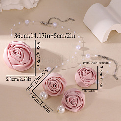 Комплект из ожерелья с подвеской из розовой ткани и пластиковых жемчужных бусин&nbsp;FS-WG06DE4-03