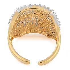 Квадратное латунное кольцо-манжета с микропаве из прозрачного кубического циркония для женщин&nbsp;RJEW-Q819-12G