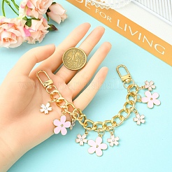 Сплав розовая эмаль цветок подвеска сумка декоративные цепочки&nbsp;FIND-YWC0005-08