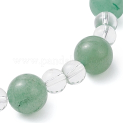 Браслеты из круглых бусин натурального зеленого авантюрина и синтетического кварца&nbsp;BJEW-JB12246-03