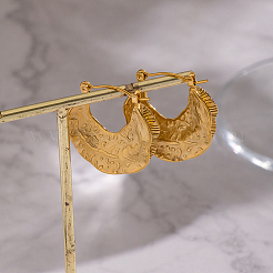 Винтажные серьги-кольца в форме луны из фактурной нержавеющей стали 304.&nbsp;UW4126