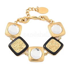 Браслеты из нержавеющей стали 304 с квадратными звеньями для женщин&nbsp;BJEW-Z104-01G