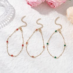 3 шт. браслеты из натуральных малайзийских нефритовых бусин-рондель BJEW-JB12655