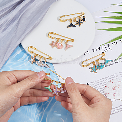 10 шт. 5 стиля броши-подвески с морской тематикой из сплава и эмали&nbsp;JEWB-FH0001-50
