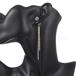 3 пара латунных серег-гвоздиков с круглыми кисточками и стразами&nbsp;EJEW-JE06845