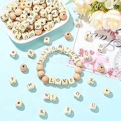 310 шт. 27 вида бусин из натурального дерева с принтом&nbsp;WOOD-YW0001-84