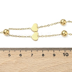 Ионное напыление (IP) на подвески в форме сердца из нержавеющей стали марки 304 с 201 круглой бусиной из нержавеющей стали.&nbsp;NJEW-D269-03G