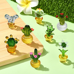 8шт. 8-х видов стеклянных фигурок кактусов&nbsp;DJEW-CJ0001-12