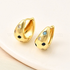 Латунь микро проложить кубического циркония серьги болтающиеся&nbsp;EJEW-L305-09G-01