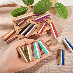 16шт 8 цвета непрозрачной смолы и подвески из орехового дерева&nbsp;RESI-BT0001-19