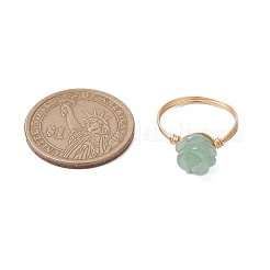 Кольца на палец ко Дню святого Валентина с натуральным зеленым авантюрином&nbsp;RJEW-JR00813