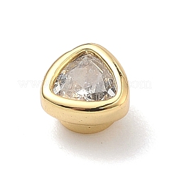 Треугольные латунные микропаве кабошоны из кубического циркония&nbsp;KK-P345-13G-F