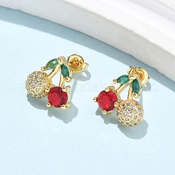 Латунь кубического циркония серьги стержня&nbsp;LS-EJEW-Q017-03B-G