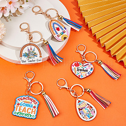 5 шт. 5-х цветные деревянные брелки ко Дню учителя&nbsp;AJEW-SP0001-41A