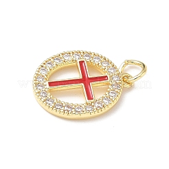 Подвески из латуни с микропаве из прозрачных кубических цирконий и эмали&nbsp;KK-L253-12G