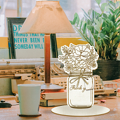 Поздравительная открытка ко дню матери с букетом из деревянных цветов&nbsp;AJEW-WH0441-006