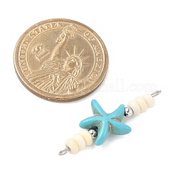 10 шт. 2-цветные синтетические бирюзовые подвески-браслеты в форме морской звезды-рондель с бусинами-соединителями&nbsp;PALLOY-JF04014