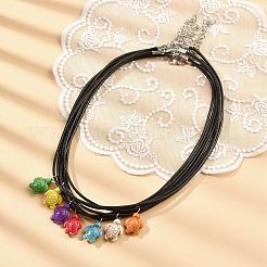 Колье с подвеской из синтетической бирюзы&nbsp;NJEW-JN04540