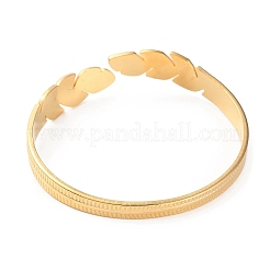 Браслеты-манжеты в форме перьев из нержавеющей стали 304&nbsp;BJEW-F457-27G