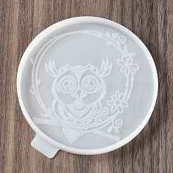 Плоский круглый коврик для чашек с совой и цветком своими руками&nbsp;LS-SIL-F007-06A