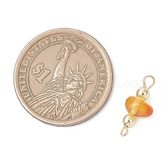 Кусочки натурального янтаря с гальваническим покрытием и соединительными звеньями из синтетического немагнитного гематита.&nbsp;PALLOY-JF05008