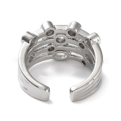 Стойка покрытие латунь микро паве кубический цирконий открытые манжеты кольца&nbsp;RJEW-Q777-14P