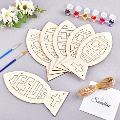 Пасхальная тематика наборы для самостоятельного изготовления подвески в виде рыбы-иисуса&nbsp;DIY-OC0003-88