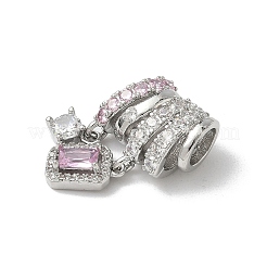 Прямоугольные подвески из латуни с розовым паве и прозрачными кубическими цирконами&nbsp;KK-I371-19P