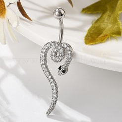 Сплав горный хрусталь змея изогнутая штанга кольца для живота&nbsp;LS-AJEW-R007-03P-02