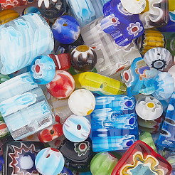 170шт 7 стиля стеклянные бусины миллефиори ручной работы&nbsp;LK-PA0001-01