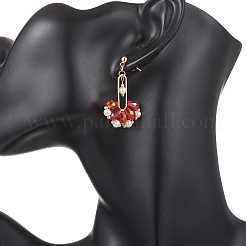 Веерные стеклянные серьги-гвоздики&nbsp;EJEW-MZ00674-01