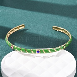 Браслеты-манжеты из нержавеющей стали 304 с эмалью для женщин&nbsp;BJEW-H637-02A-G