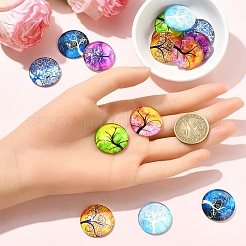 15 шт. полукруглые стеклянные кабошоны с плоским основанием и узором «дерево» для проектов своими руками&nbsp;GGLA-YW0001-20