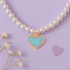 3 шт. 3-х цветный сплав эмали сердце кулон ожерелье&nbsp;NJEW-HY0001-27