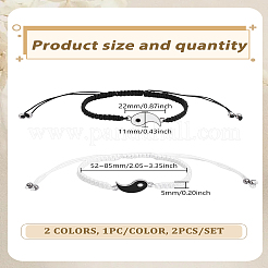 2шт. браслеты из сплава и эмали в стиле инь-ян&nbsp;BJEW-LP00016