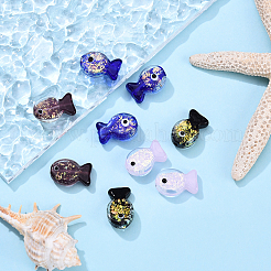 10 шт. бусины-рыбки из фольги ручной работы&nbsp;FOIL-YW0001-01