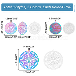24 шт. 6-х стилевые филигранные подвески из нержавеющей стали 201 и 304 с ионным покрытием (IP)&nbsp;STAS-UN0042-06