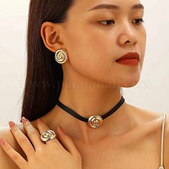 Комплекты из спирального круглого сплава с колье из искусственной кожи&nbsp;FS-WG641D5-05