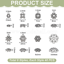 320шт 8 стиля колпачки из сплава в тибетском стиле&nbsp;FIND-UN0009-94